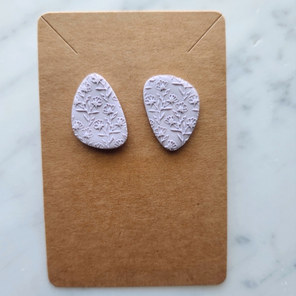 Lavender Floral Embossed Post Earrings